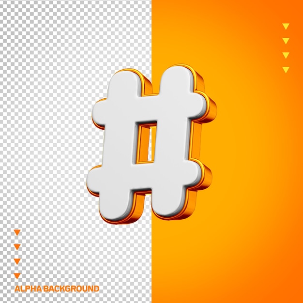 Gratis PSD alphabet hashtag teken wit met oranje