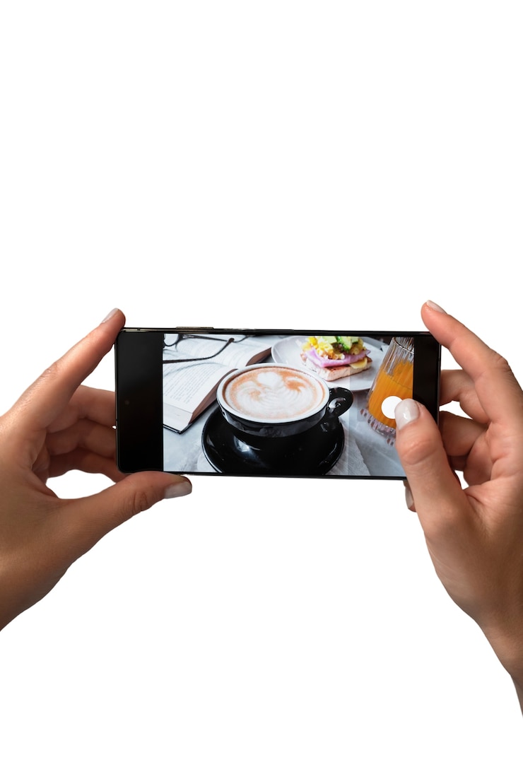 PSD gratuito amante del cibo che scatta foto del cibo