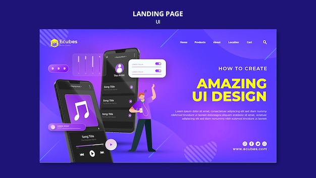 Gratis PSD amazingf ui-sjabloon voor bestemmingspagina's