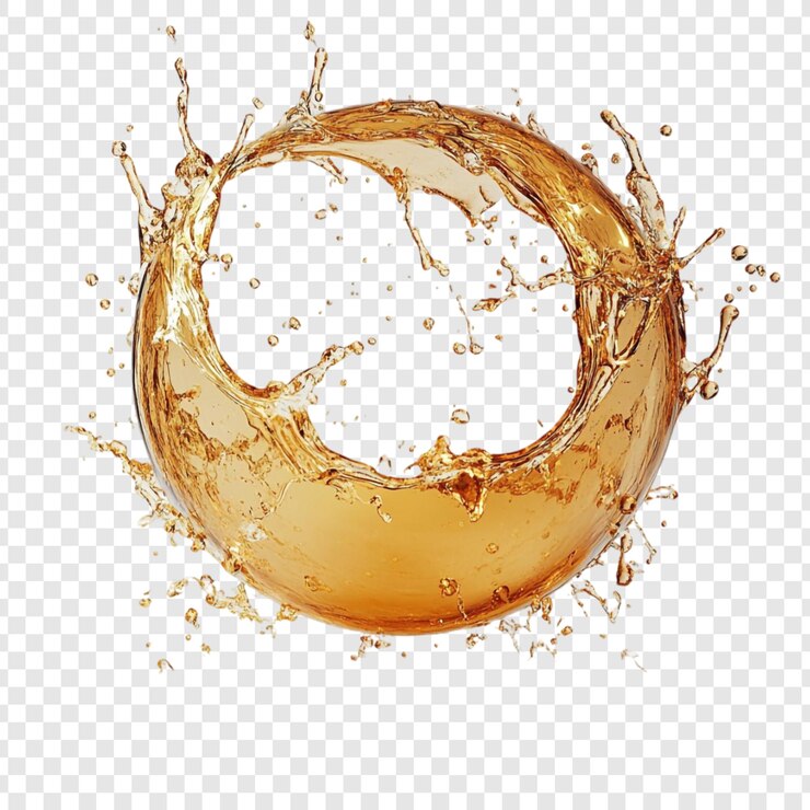 PSD gratuito amber liquid splash ondata circolare dinamica di bevanda rinfrescante