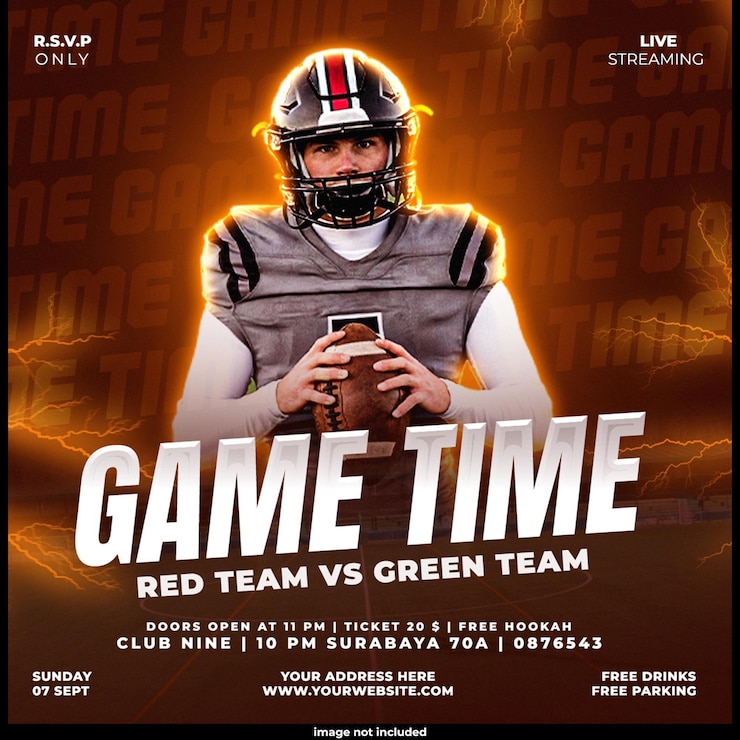 Gratis PSD american football-flyer of sjabloon voor sociale media