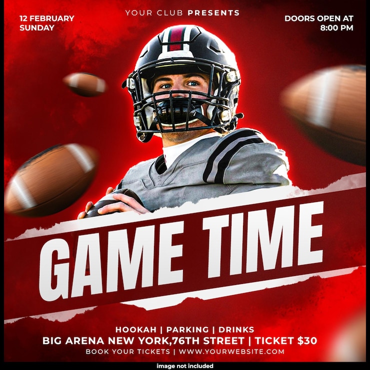 Gratis PSD american football flyer of sociale media sjabloon