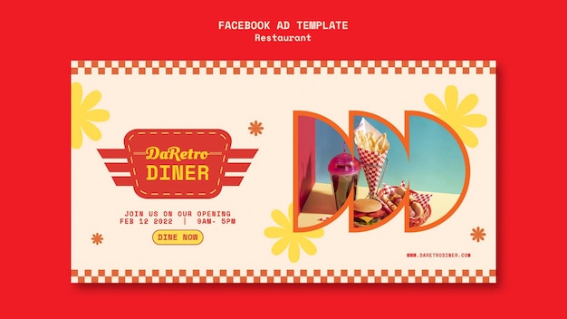 Gratis PSD amerikaans retro restaurant facebook-sjabloon