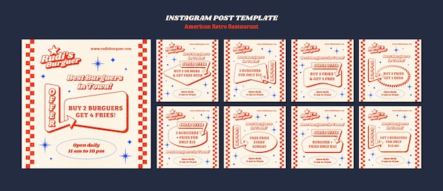 Gratis PSD amerikaans retro restaurantmalplaatje