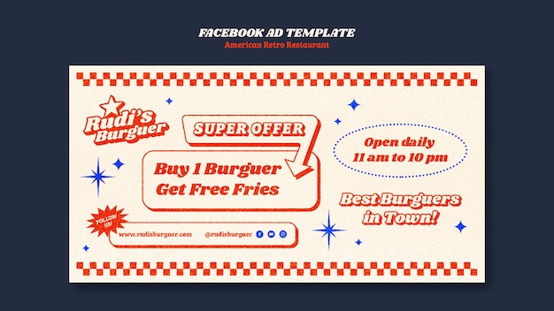 Gratis PSD amerikaans retro restaurantmalplaatje