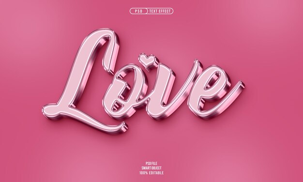 Amor efecto de texto editable 3d