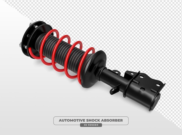 Amortiguador de automóviles en renderizado 3D con fondo transparente