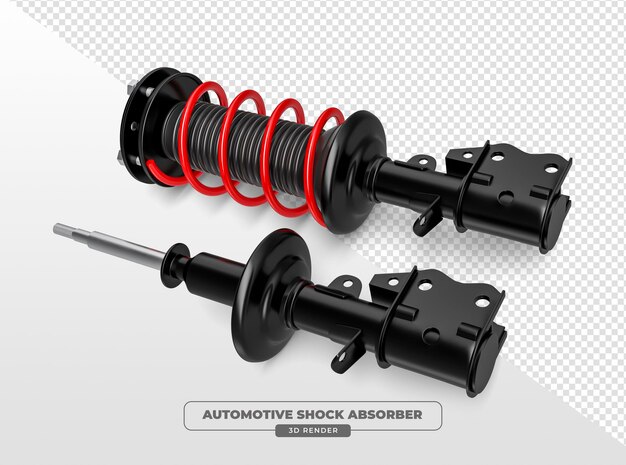Amortiguador de automóviles en renderizado 3D con fondo transparente