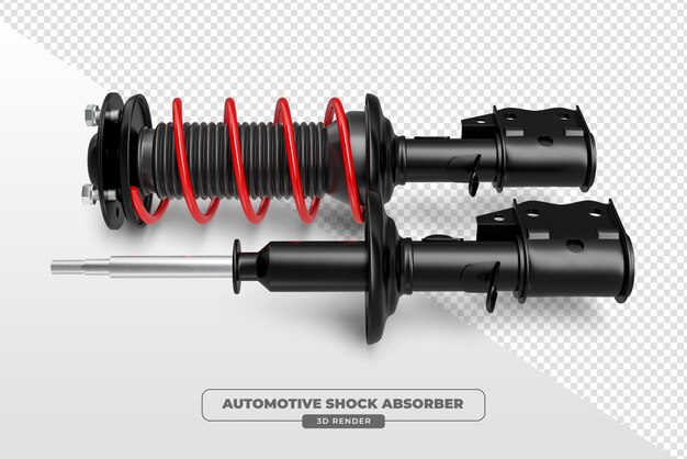 Amortiguador de automóviles en renderizado 3D con fondo transparente