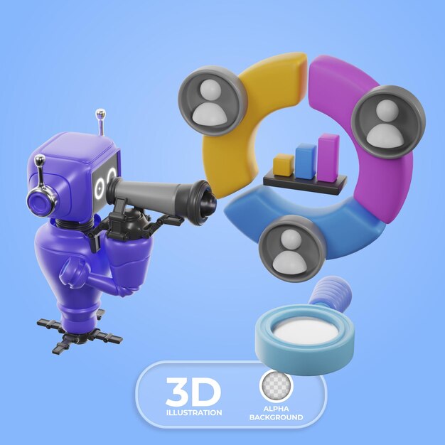 Análisis competitivo automatizado Ilustración en 3D