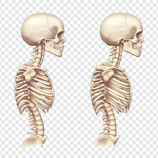 Anatomía esquelética humana Comparación de la postura correcta y incorrecta