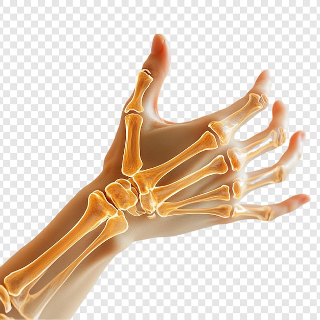 Anatomía de la mano humana Estilo de rayos X Visualización de huesos y articulaciones