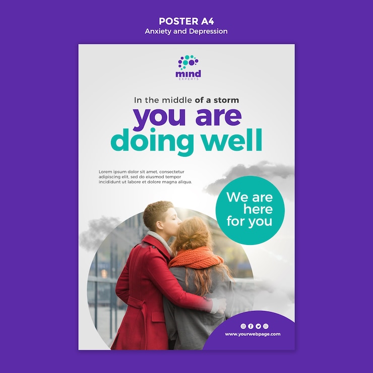 Gratis PSD angst en depressie advertentiesjabloon poster