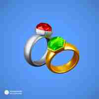 PSD gratuito anillo de diamantes icono 3d aislado