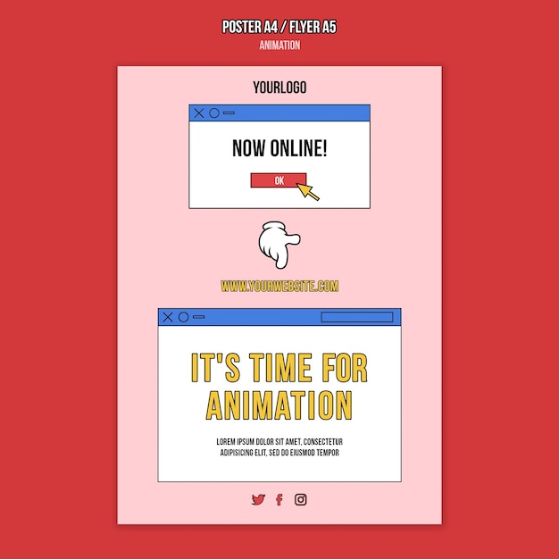 Animatie online klas afdruksjabloon