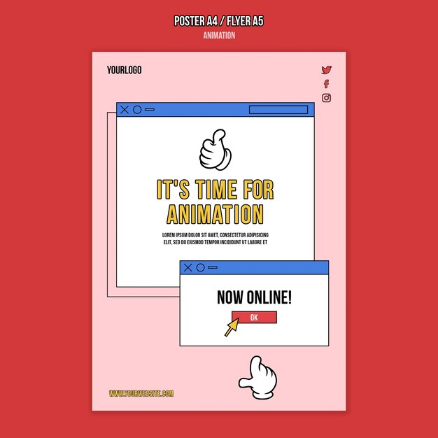 Animatie online klas afdruksjabloon