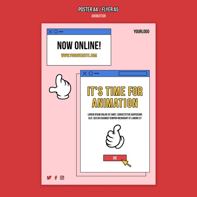 Animatie online klas afdruksjabloon