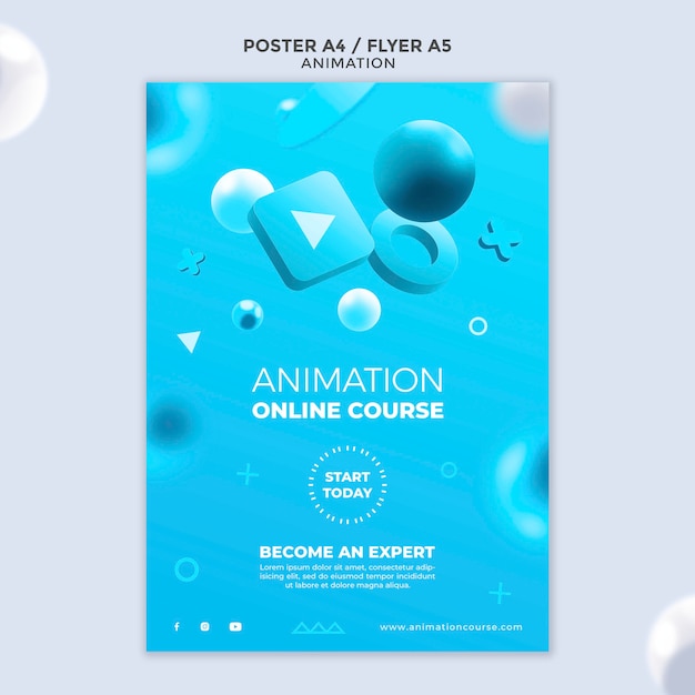 Gratis PSD animatieklasse poster sjabloon