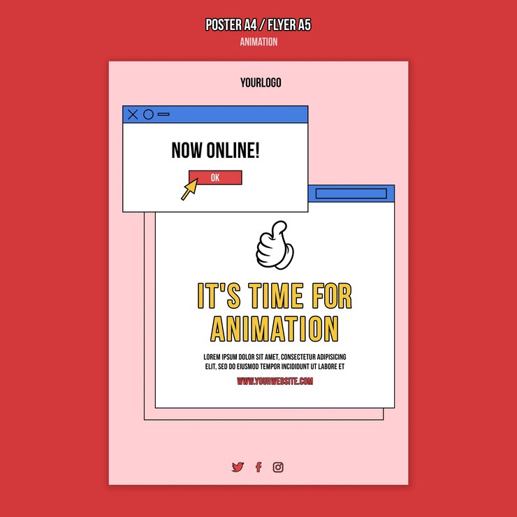 PSD Gratis animation online class print template