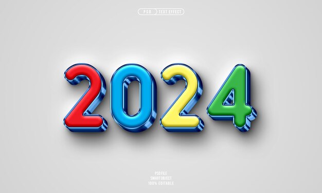 Año nuevo 2024 efecto de texto editable 3D