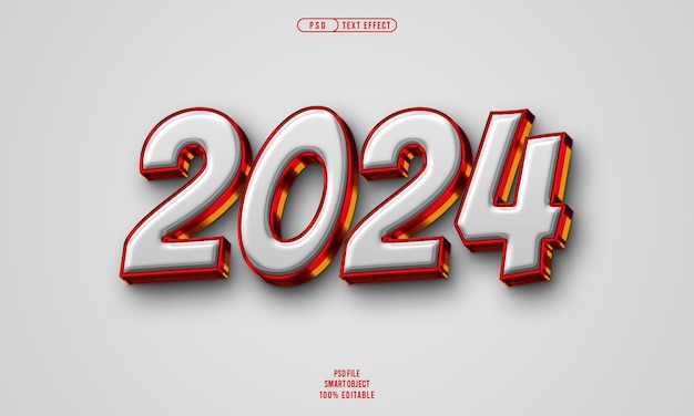 Año nuevo 2024 efecto de texto editable 3D