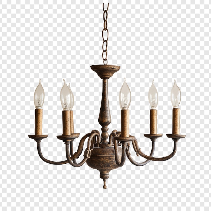 PSD Gratis antique fivelight chandelier rustic charm home decor