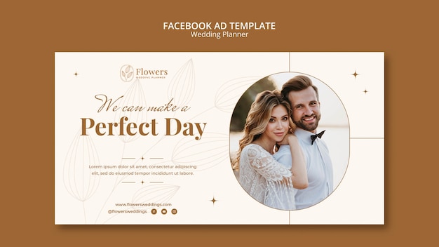 PSD gratuito anuncio de facebook de planificador de bodas