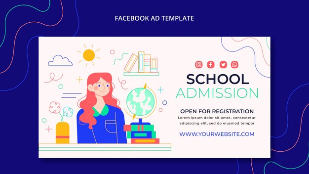 Anuncio de facebook de regreso a la escuela de diseño plano