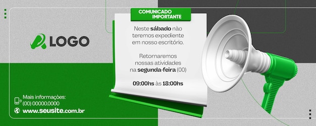 Anuncio importante de plantilla de banner de redes sociales