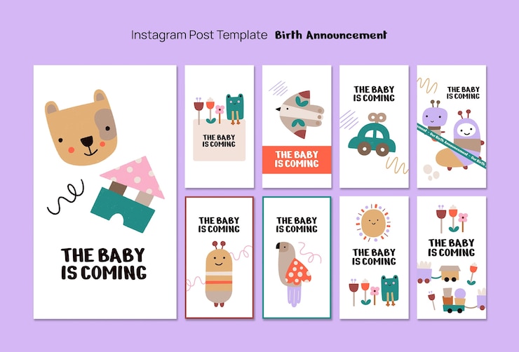 PSD gratuito anuncio de nacimiento en las historias de instagram
