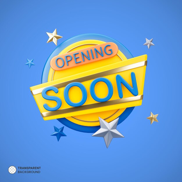 Apertura pronto Banner 3d render ilustración