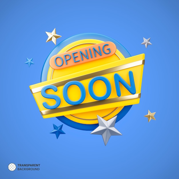 Apertura pronto Banner 3d render ilustración