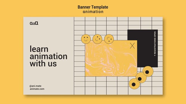 Aprender plantilla de banner horizontal de animación