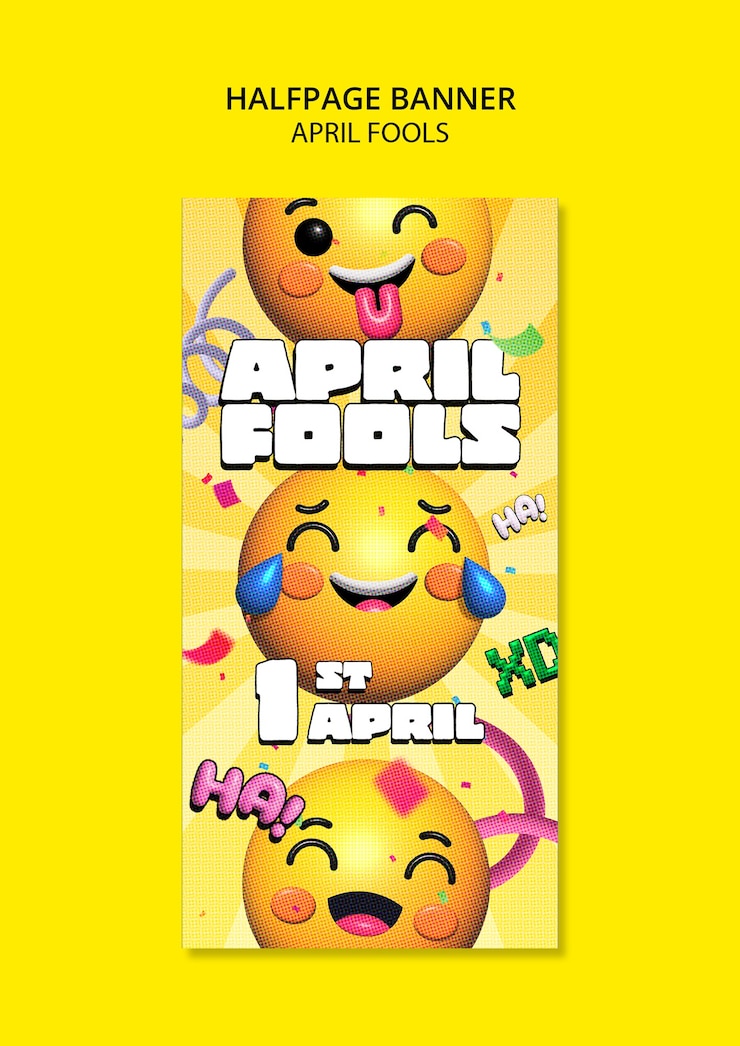PSD Gratis april fools' celebration halfpage  template