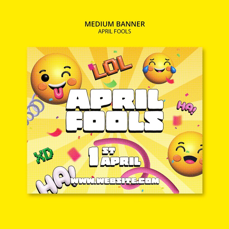 PSD Gratis april fools' celebration medium rectangle banner