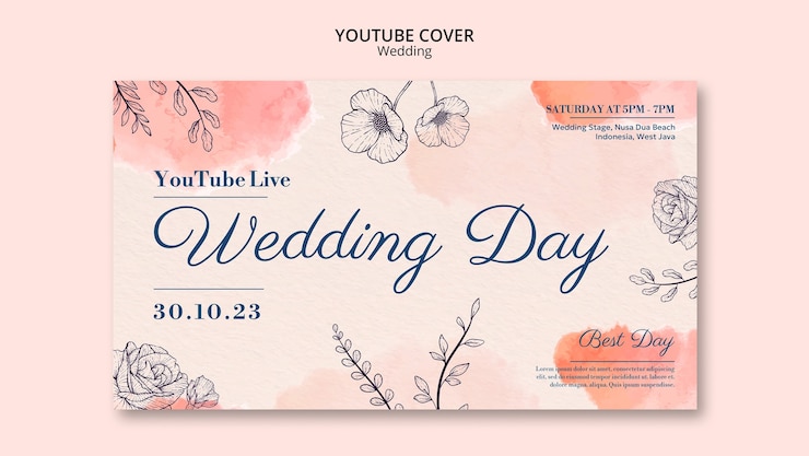 Gratis PSD aquarel bloemen bruiloft youtube cover
