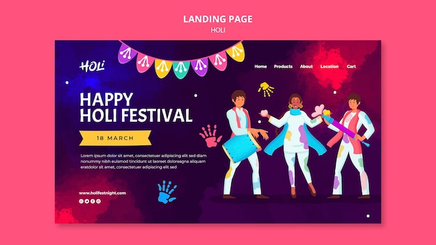 Gratis PSD aquarel holi festival ontwerpsjabloon