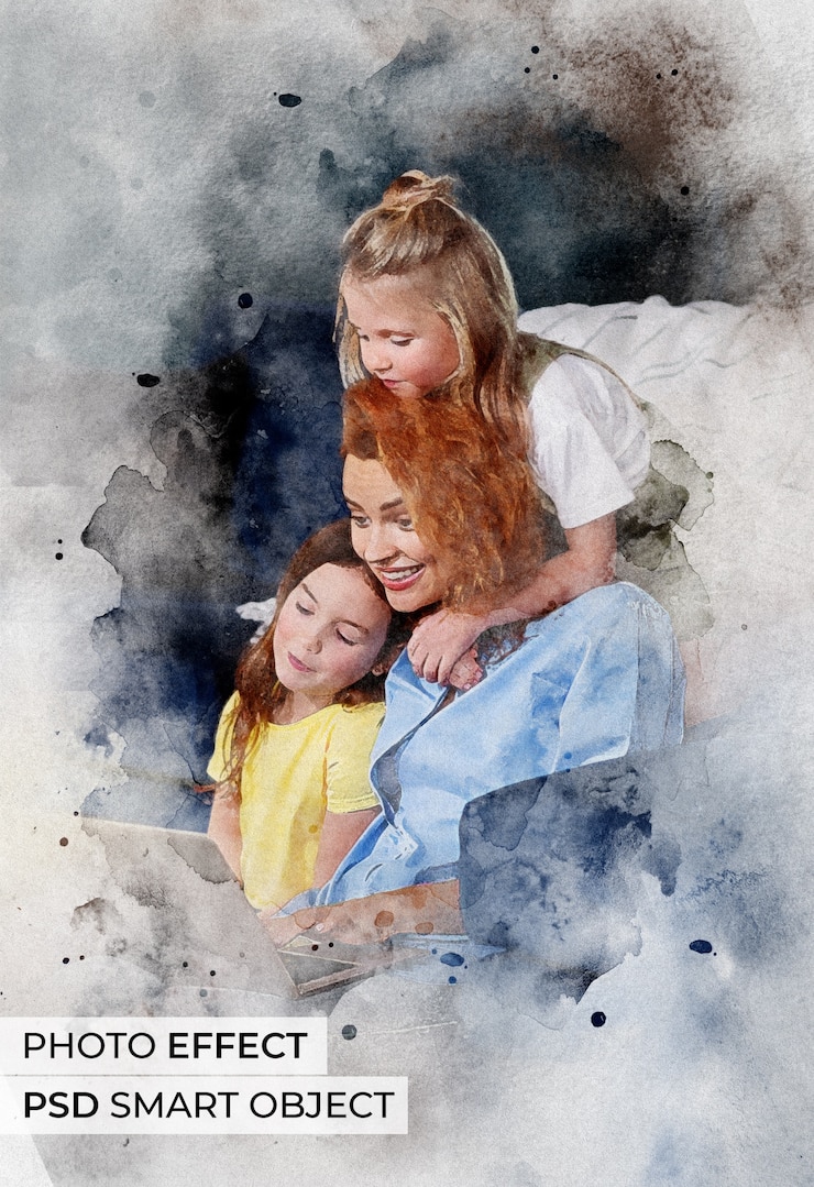 Gratis PSD aquarel levensstijl foto effect