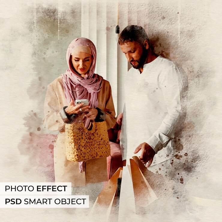 Gratis PSD aquarel levensstijl foto effect