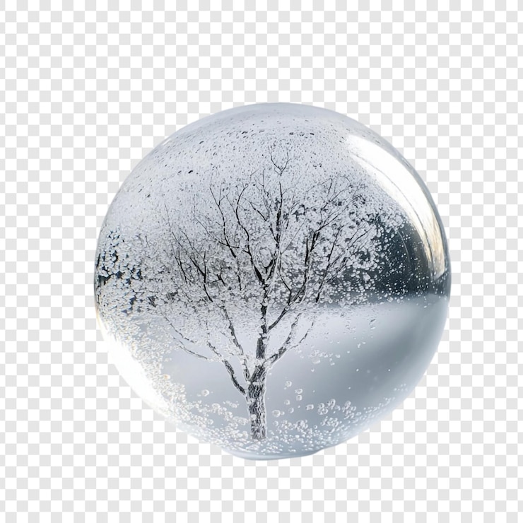 PSD gratuito el árbol de invierno encapsulado en una esfera de cristal una impresionante metáfora visual