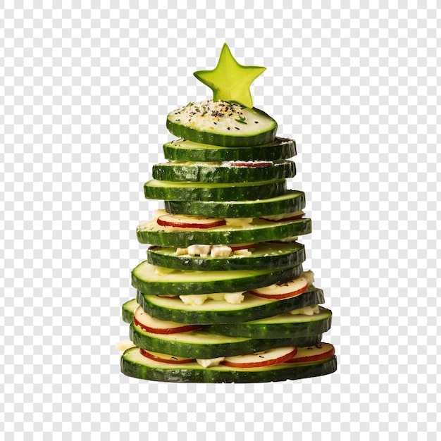 PSD gratuito Árbol de navidad al aire libre hecho con pan de pepino y queso aislado en un fondo transparente