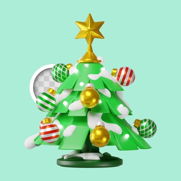 Árbol de navidad con esferas ilustración 3d