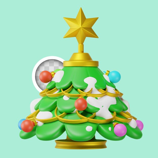 Árbol de Navidad con esferas ilustración 3d