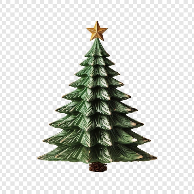 PSD gratuito un árbol de navidad con una estrella aislada en un fondo transparente