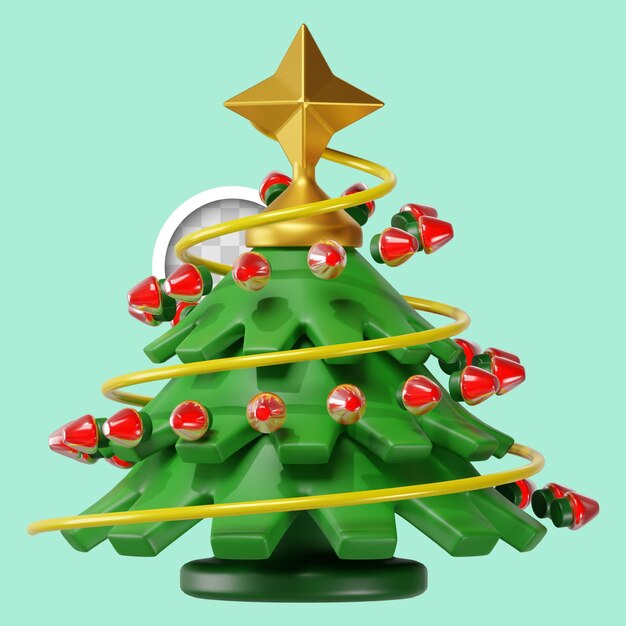 Árbol de Navidad con luces ilustración 3d