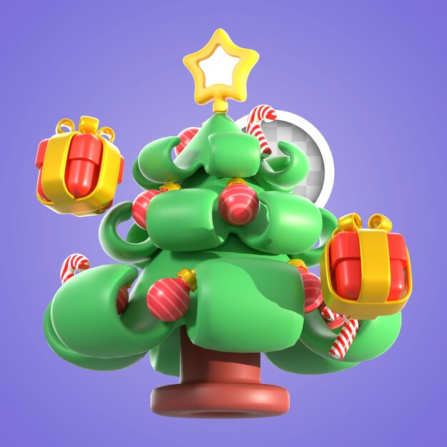 Árbol de navidad, con, regalos, 3d, ilustración
