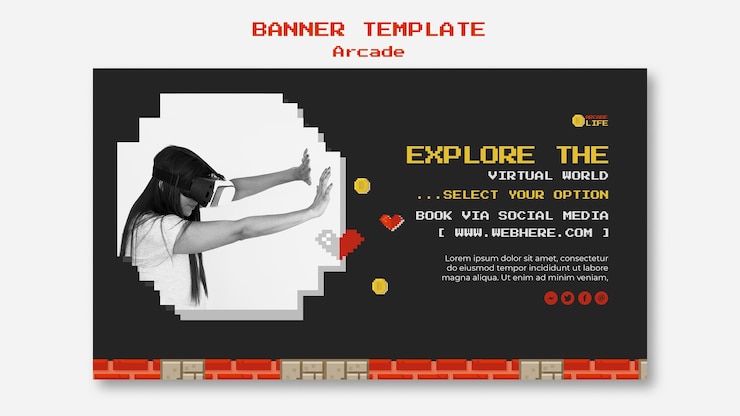 PSD Gratis arcade banner template theme