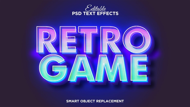 PSD Gratis arcade retro game text effect with modern color style