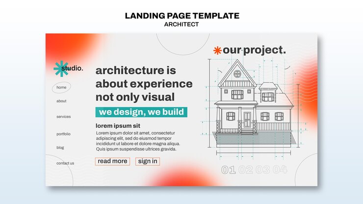 PSD Gratis architecture project landing page