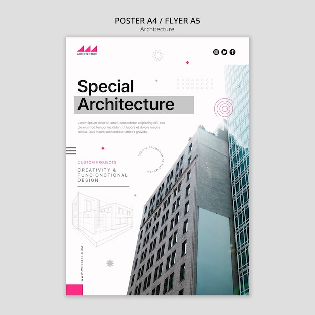 Gratis PSD architectuur project poster sjabloon